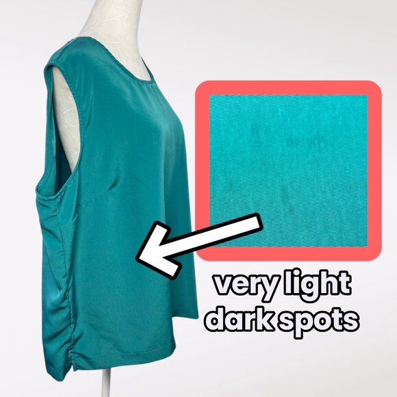 Blair Jade Green Sleeveless Blouse Silky Scoop Neck Pullover XL - Picture 9 of 10
